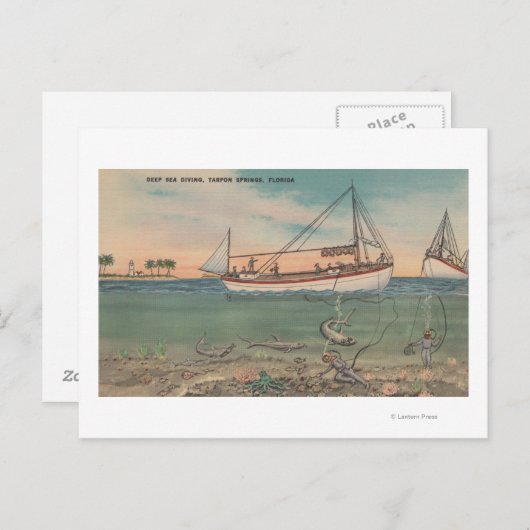 Tarpon Springs, FL - Uitzicht van Zee van Boat en Briefkaart (Voorkant / Achterkant)