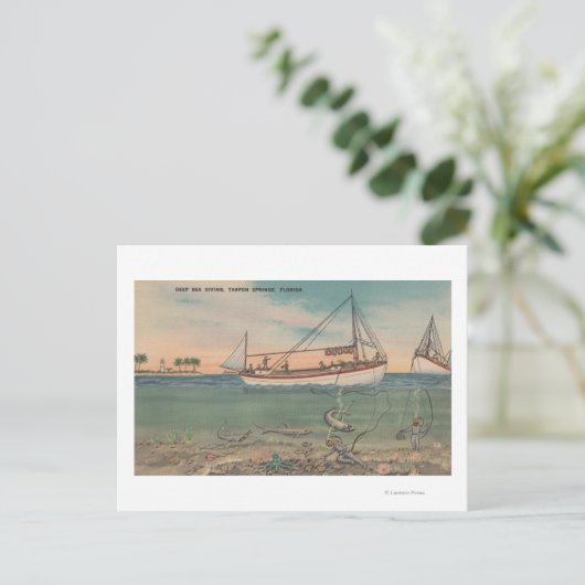 Tarpon Springs, FL - Uitzicht van Zee van Boat en Briefkaart (Staand voorkant)