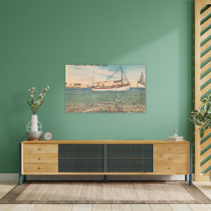 Tarpon Springs, FL - Uitzicht van Zee van Boat en Canvas Afdruk