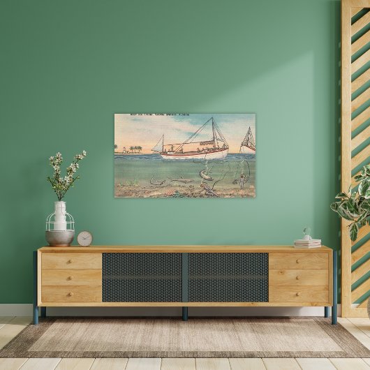 Tarpon Springs, FL - Uitzicht van Zee van Boat en Canvas Afdruk