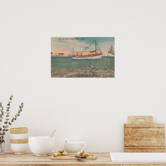 Tarpon Springs, FL - Uitzicht van Zee van Boat en  Poster (Keuken)