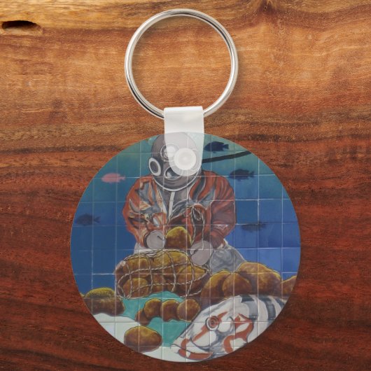 Tarpon Springs Sponge Diver Mural Sleutelhanger (Voorkant)