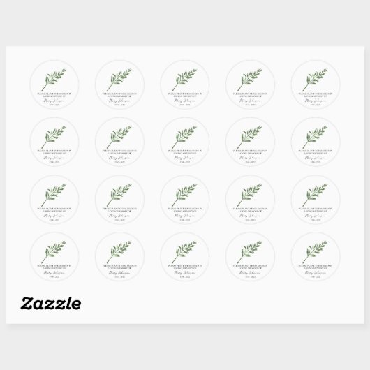 Tarragon Memorial Funeral Seed Packet Ronde Sticker (Vel)