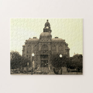 Tarrant County Courthouse Zuidwestzijde Zwart-Wit Legpuzzel