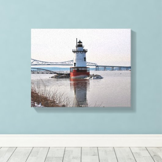 Tarrytown Lighthouse, New York Canvas Print (Insitu (Houten vloer))