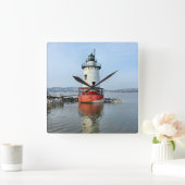 Tarrytown Lighthouse, New York Wall Clock Vierkante Klok (Huis)