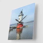 Tarrytown Lighthouse, New York Wall Clock Vierkante Klok (Hoek)