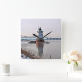 Tarrytown Lighthouse, New York Wall Clock Vierkante Klok (Huis)