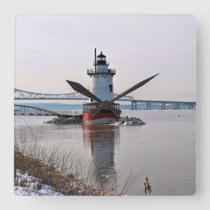 Tarrytown Lighthouse, New York Wall Clock Vierkante Klok