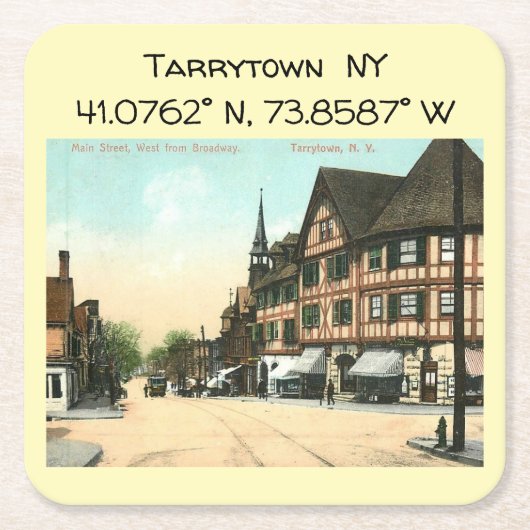 Tarrytown NY-kaartcoördinaten  stijl Kartonnen Onderzetters (Voorkant)