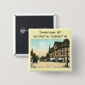 Tarrytown NY-kaartcoördinaten  stijl Vierkante Button 5,1 Cm (Voorkant /achterkant)