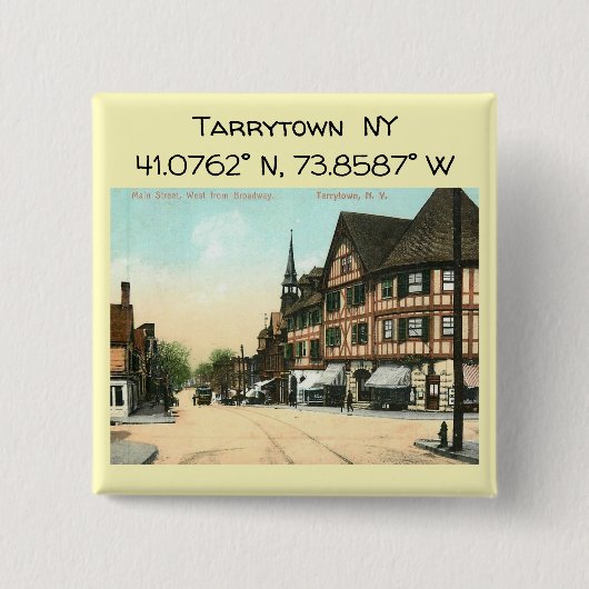 Tarrytown NY-kaartcoördinaten  stijl Vierkante Button 5,1 Cm (Voorkant)