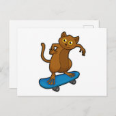Tarsier als Skater met Skateboard Briefkaart (Voorkant / Achterkant)