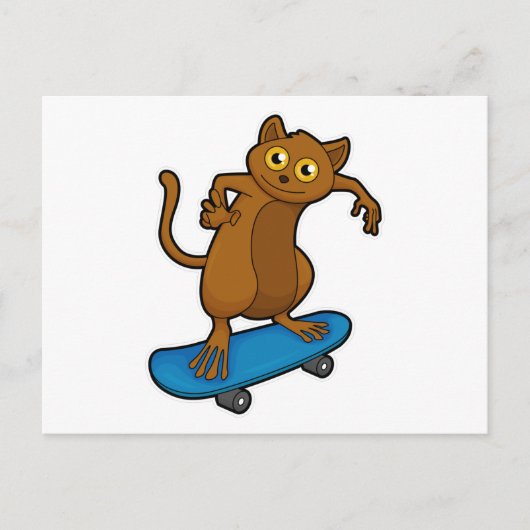 Tarsier als Skater met Skateboard Briefkaart (Voorkant)