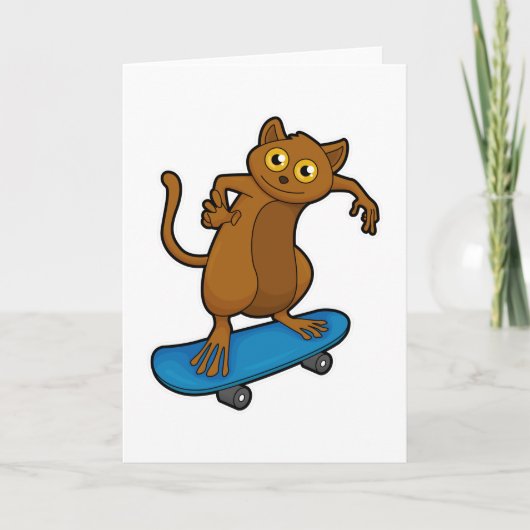 Tarsier als Skater met Skateboard Kaart (Voorkant)