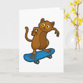 Tarsier als Skater met Skateboard Kaart (Gele Bloem)