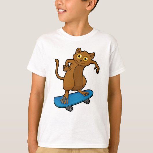 Tarsier als Skater met Skateboard T-shirt (Voorkant)