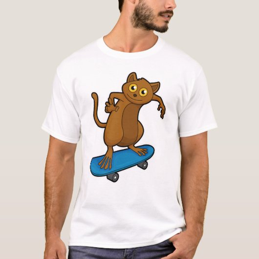 Tarsier als Skater met Skateboard T-shirt (Voorkant)