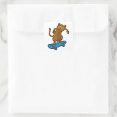 Tarsier als Skater met Skateboard Vierkante Sticker (Tas)