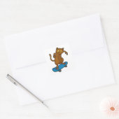 Tarsier als Skater met Skateboard Vierkante Sticker (Envelop)