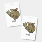 Tarsier cartoon illustratie badge (Voor- en achterkant)