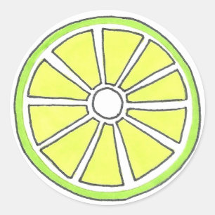 Tart Green Limoen Tropical Citrus Fruis Slice Fruk Ronde Sticker