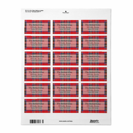 Tartan adreslabel etiket (Full Sheet)