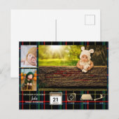 Tartan BABY STATS Aankondiging van fotocollage Briefkaart (Voorkant / Achterkant)