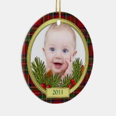Tartan Baby's eerste kerstfoto Ornament (Rechts)