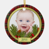 Tartan Baby's eerste kerstfoto Ornament (Voorkant)