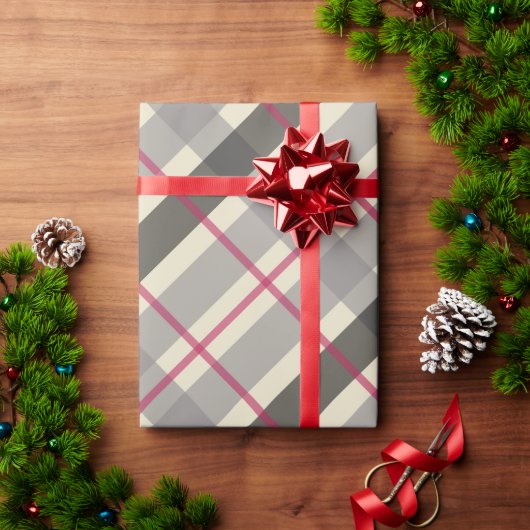 Tartan Balmoraal Black Grey Beige Burgundy Cadeaupapier (Feestdagen Geschenken)