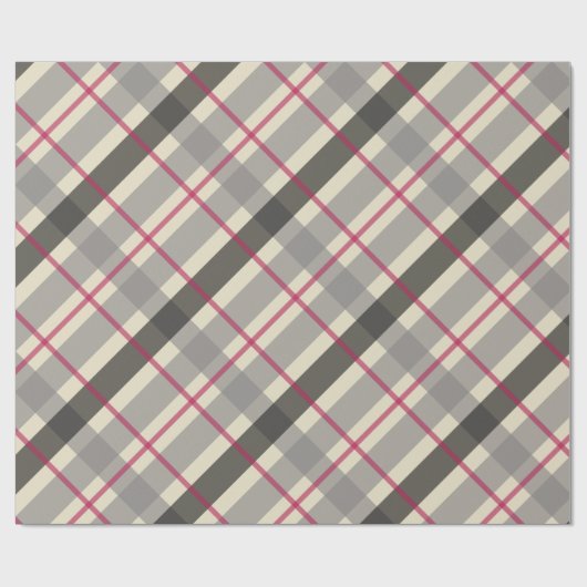 Tartan Balmoraal Black Grey Beige Burgundy Cadeaupapier (Vlak)