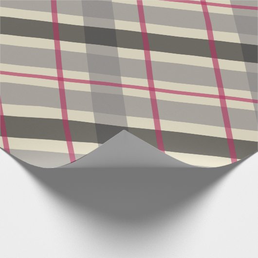 Tartan Balmoraal Black Grey Beige Burgundy Cadeaupapier (Hoek)