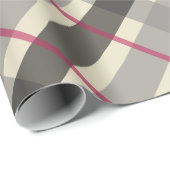 Tartan Balmoraal Black Grey Beige Burgundy Cadeaupapier (Rol Hoek)