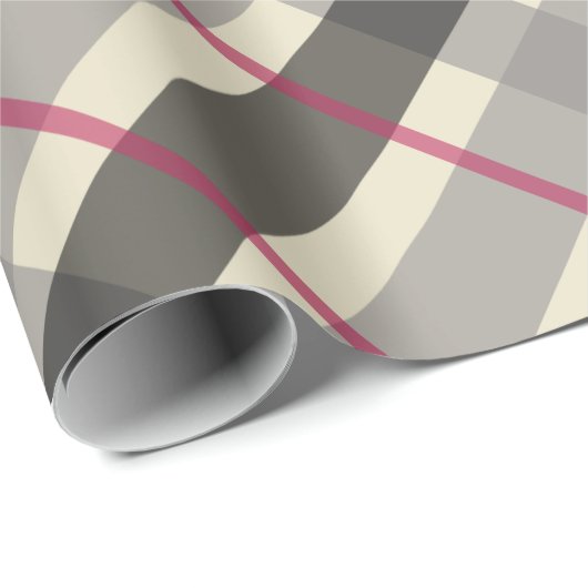 Tartan Balmoraal Black Grey Beige Burgundy Cadeaupapier (Rol Hoek)