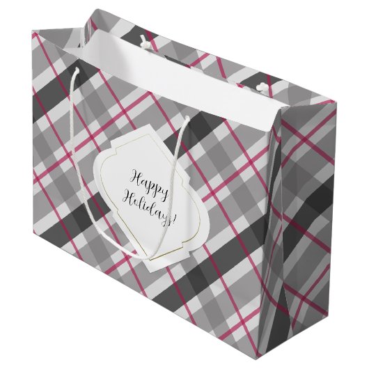 Tartan Balmoral Black Gray Burgundy Groot Cadeauzakje (Voorkant Gekanteld)