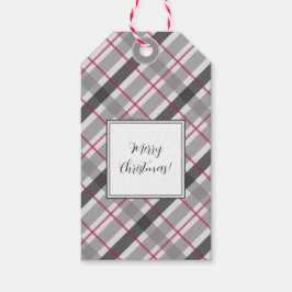 Tartan Balmoral Black Grey Burgundy Monogrammed Cadeaulabel