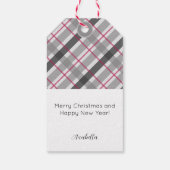 Tartan Balmoral Black Grey Burgundy Monogrammed Cadeaulabel (Achterkant)