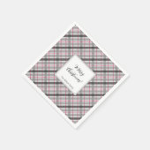 Tartan Balmoral Black Grey Burgundy Monogrammed Servet (Hoek)