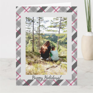 Tartan Balmoral Zwart Grijs Burgundy Eén Foto Kaart