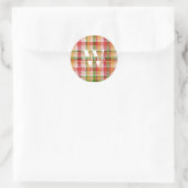 Tartan Basics Plaid Textuur Monogram Ronde Sticker (Tas)
