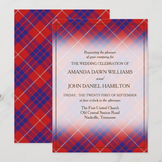 Tartan Beauty Clan Hamilton Scottish Pset (Voorkant / Achterkant)