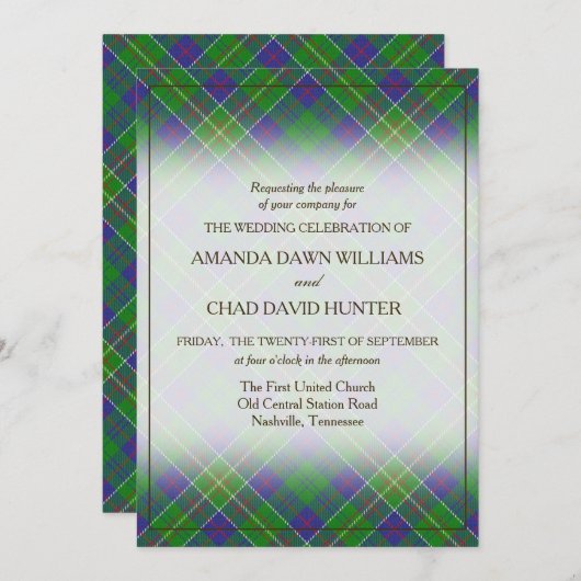 Tartan Beauty Clan Hunter Scottish Pset (Voorkant / Achterkant)