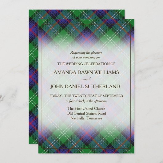 Tartan Beauty Clan Sutherland Scottish Pset (Voorkant / Achterkant)
