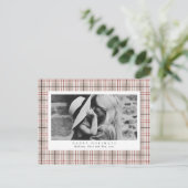 Tartan Beige Plaid Foto Feestdagenkaart (Staand voorkant)