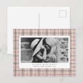 Tartan Beige Plaid Foto Feestdagenkaart (Voorkant / Achterkant)