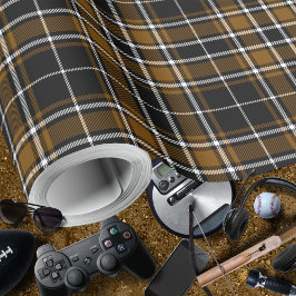 Tartan - Black-Deep Honey Brown-Off White Cadeaupapier