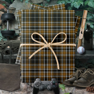 Tartan - Black-Deep Honey Brown-Off White Inpakpapier Vel
