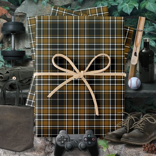 Tartan - Black-Deep Honey Brown-Off White Inpakpapier Vel
