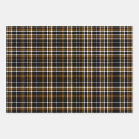 Tartan - Black-Deep Honey Brown-Off White Inpakpapier Vel (Voorkant)